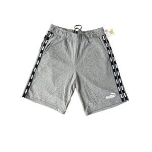 Puma Mens Gray Athletic Shorts With Logo Tape Sides & Drawstring Waist - Size M